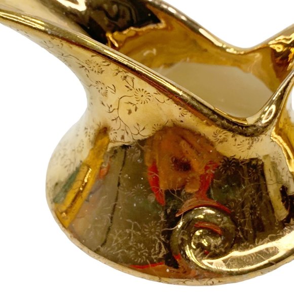 Vintage Pearl China Sugar Creamer 22 Kt Gold Floral Hollywood Regency MCM 40s - Picture 15 of 16